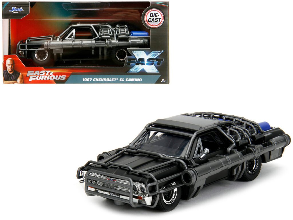 1967 Chevrolet El Camino with Cannons Matt Black “Fast X” (2023) Movie “Fast & Furious” Series 1/32 Diecast Model Car by Jada