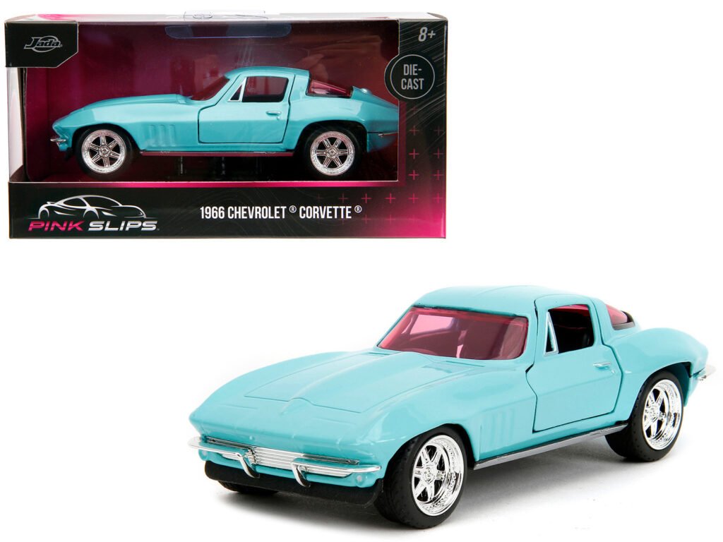 1966 Chevrolet Corvette Light Blue with Pink Tinted Windows “Pink Slips” Series 1/32 Diecast Model Car by Jada