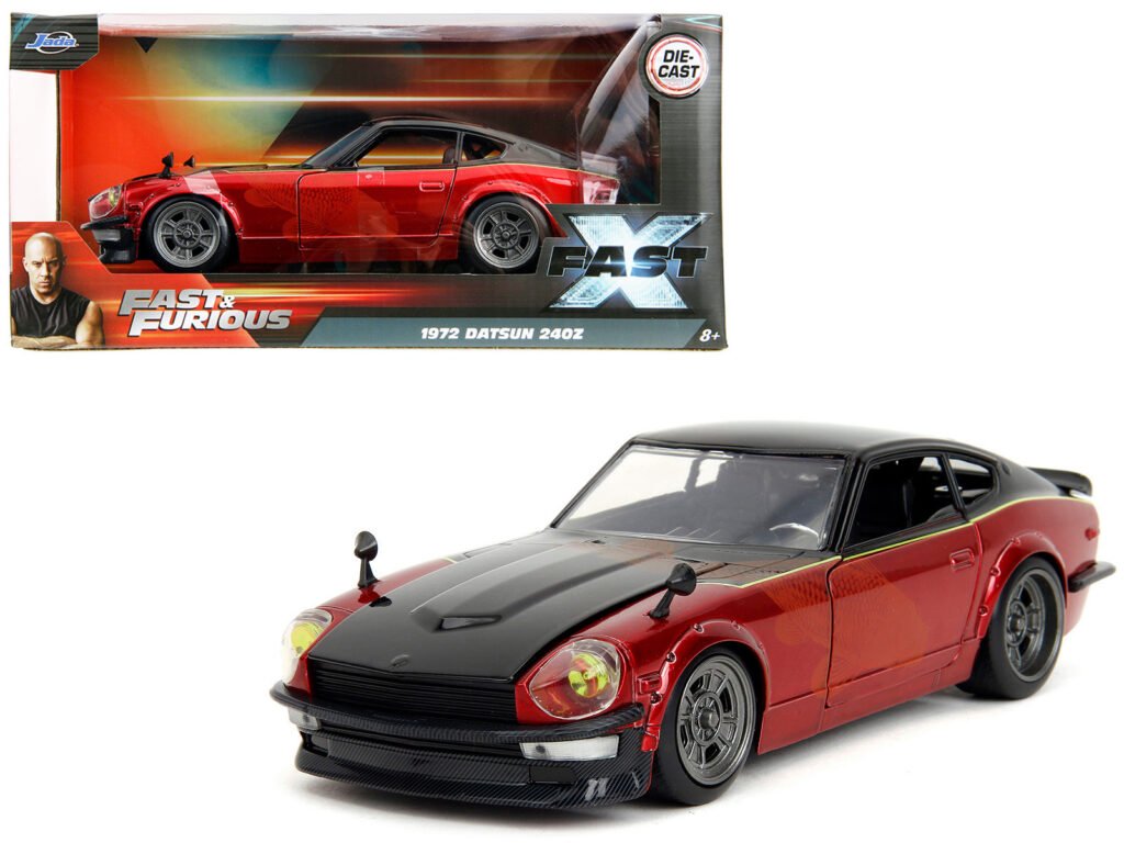 1972 Datsun 240Z Black and Red Metallic with Graphics “Fast X” (2023) Movie “Fast & Furious” Series 1/24 Diecast Model Car by Jada