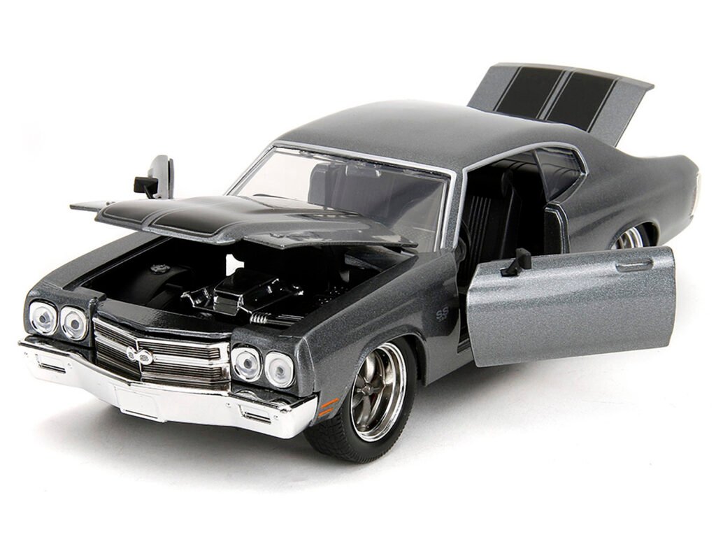 1970 Chevrolet Chevelle SS Gray Metallic with Black Stripes “Fast & Furious” (2009) Movie “Fast & Furious” Series 1/24 Diecast Model Car by Jada