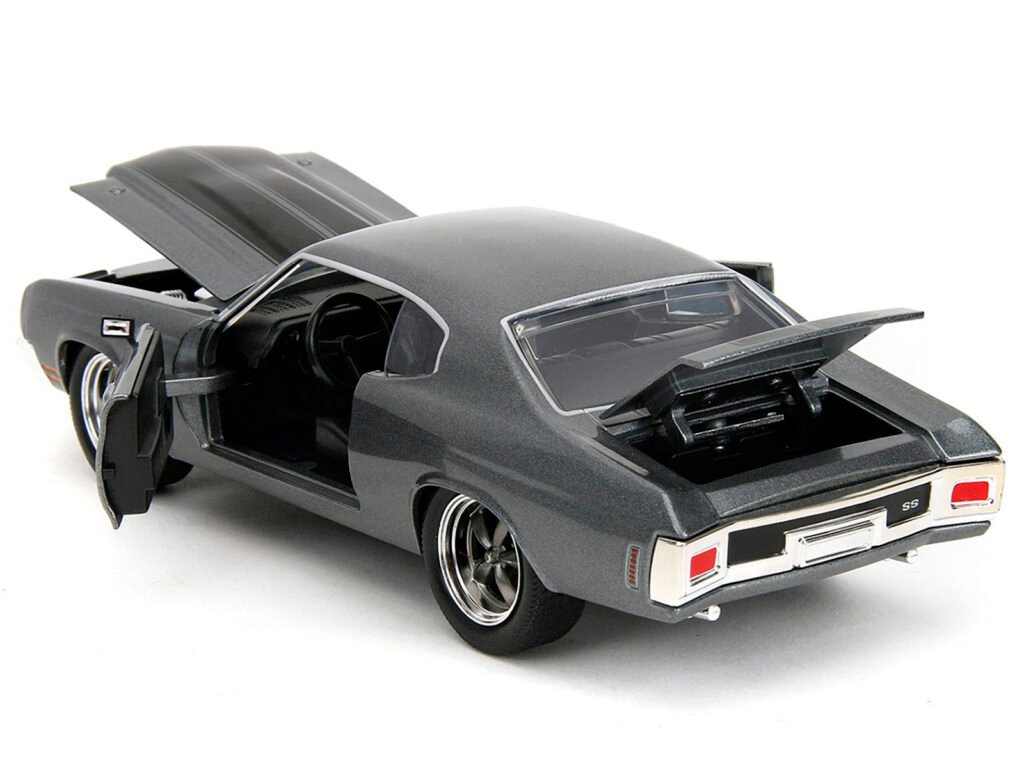 1970 Chevrolet Chevelle SS Gray Metallic with Black Stripes “Fast & Furious” (2009) Movie “Fast & Furious” Series 1/24 Diecast Model Car by Jada