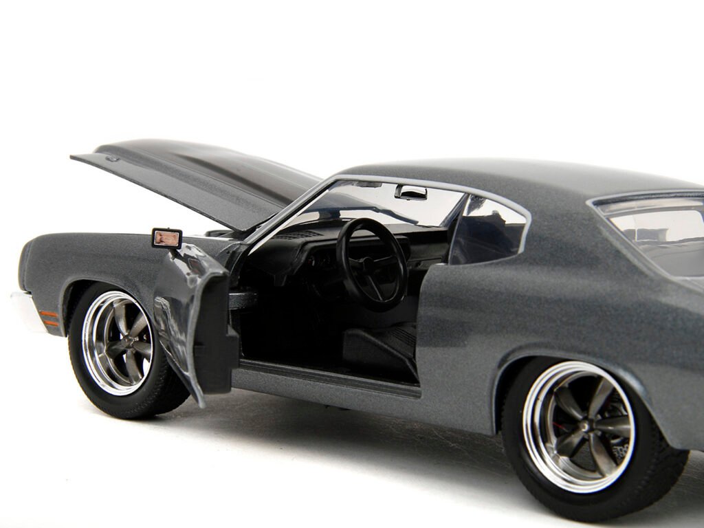 1970 Chevrolet Chevelle SS Gray Metallic with Black Stripes “Fast & Furious” (2009) Movie “Fast & Furious” Series 1/24 Diecast Model Car by Jada