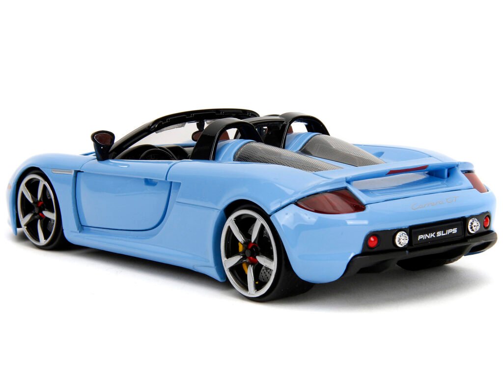 Porsche Carrera GT Convertible Blue with Black Stripes “Pink Slips” Series 1/24 Diecast Model Car by Jada