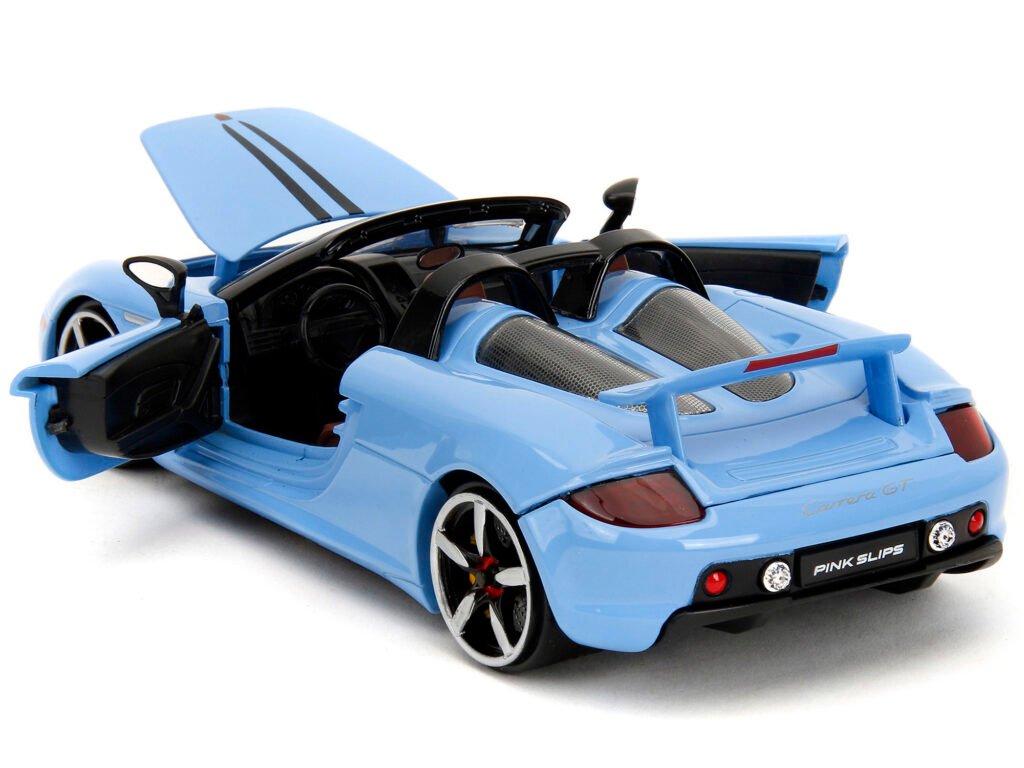 Porsche Carrera GT Convertible Blue with Black Stripes “Pink Slips” Series 1/24 Diecast Model Car by Jada
