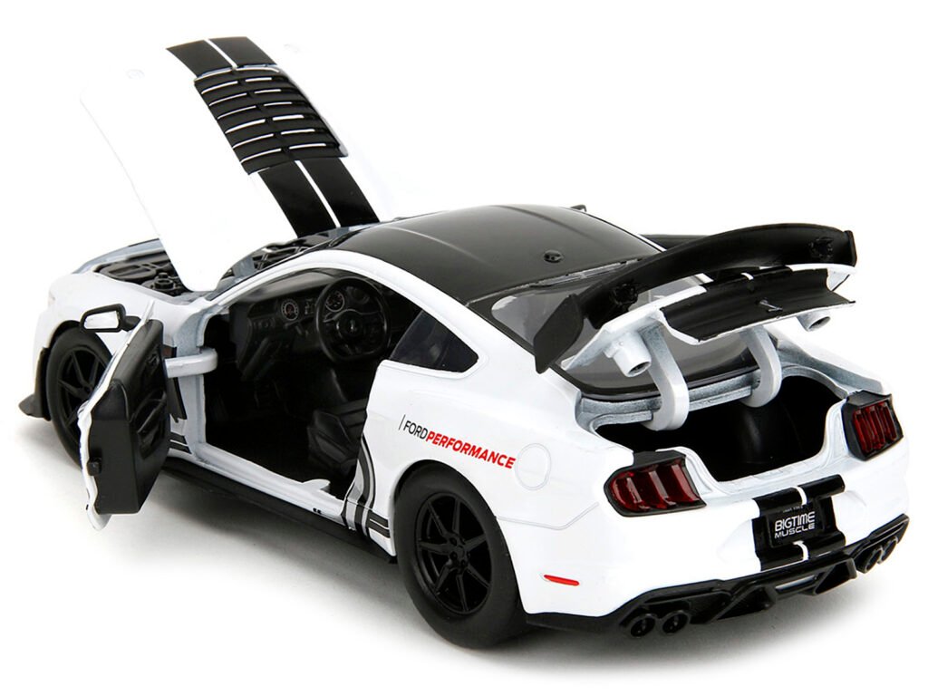 2020 Ford Mustang Shelby GT500 #65 White with Black Top and Stripes “Ford Performance” “Bigtime Muscle” Series 1/24 Diecast Model Car by Jada