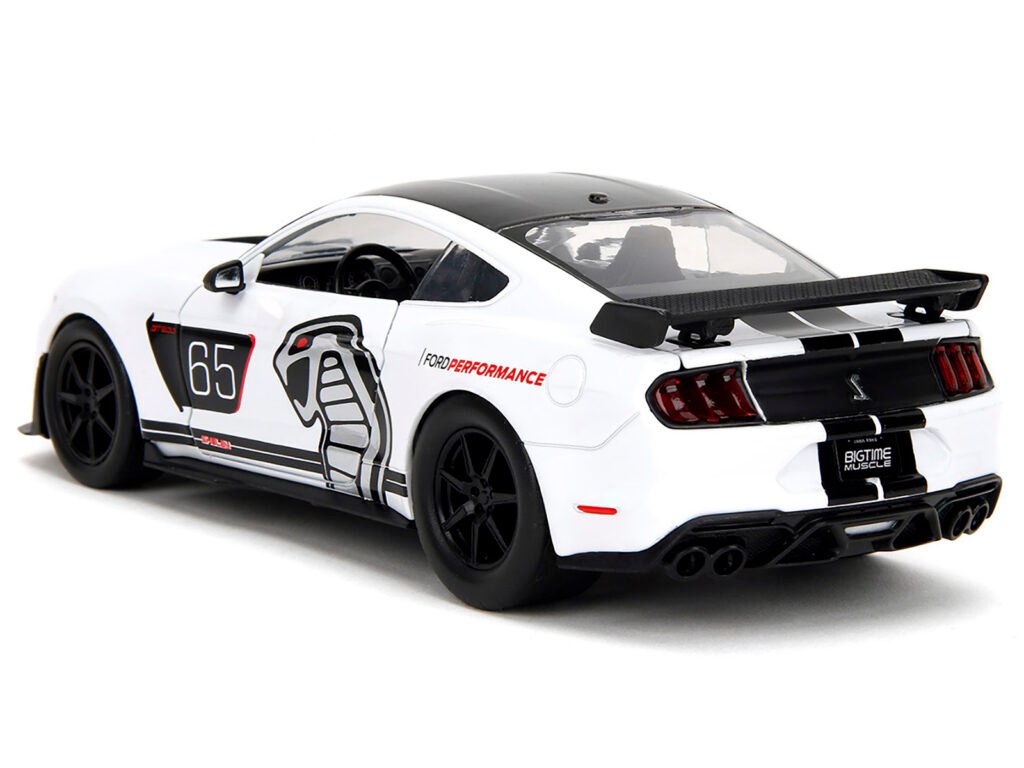 2020 Ford Mustang Shelby GT500 #65 White with Black Top and Stripes “Ford Performance” “Bigtime Muscle” Series 1/24 Diecast Model Car by Jada