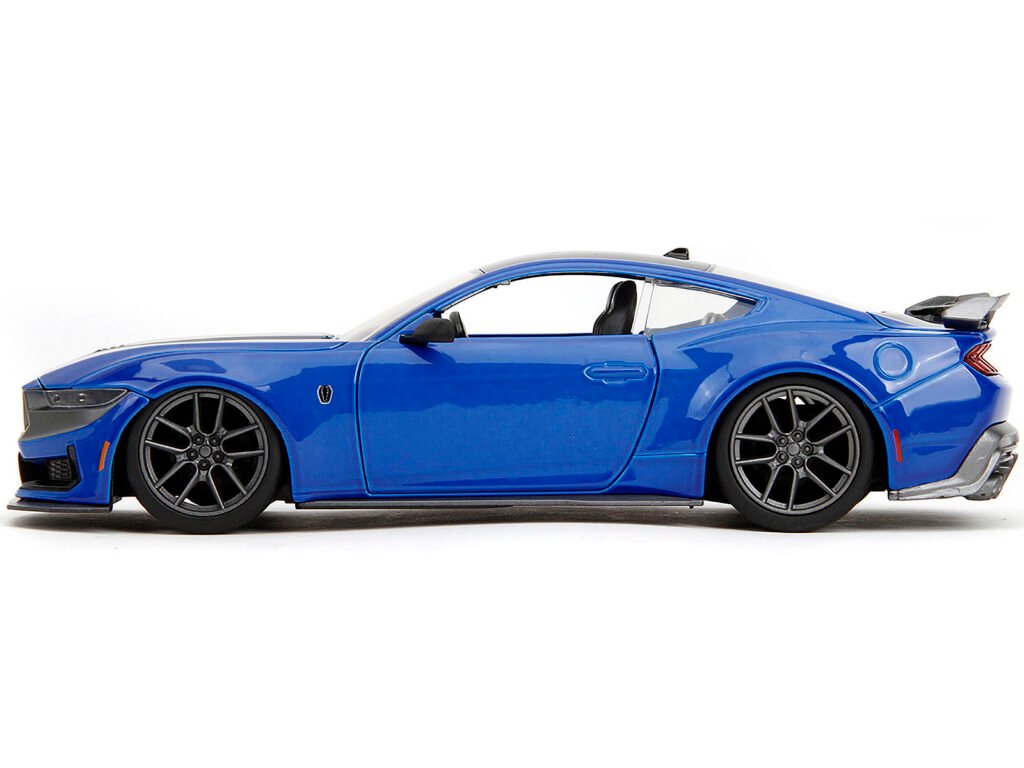 2024 Ford Mustang Dark Horse Blue Metallic with Black and Gray Stripes “Bigtime Muscle” Series 1/24 Diecast Model Car by Jada