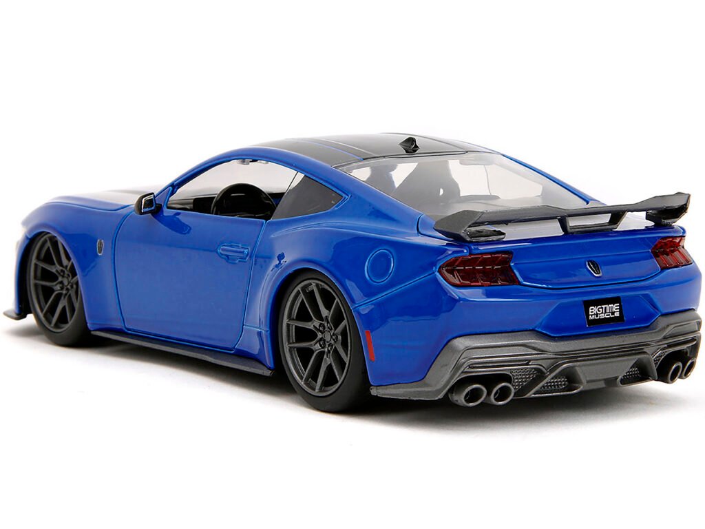 2024 Ford Mustang Dark Horse Blue Metallic with Black and Gray Stripes “Bigtime Muscle” Series 1/24 Diecast Model Car by Jada