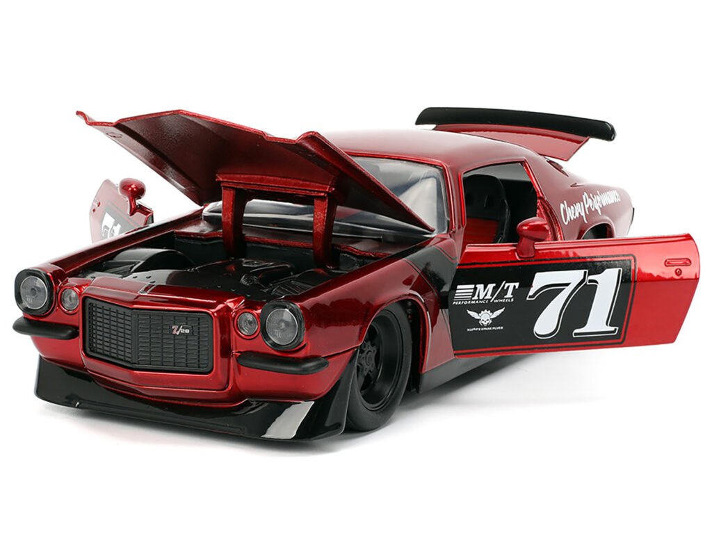 1971 Chevrolet Camaro #71 Red Metallic with Black Stripes “Bigtime Muscle” Series 1/24 Diecast Model Car by Jada