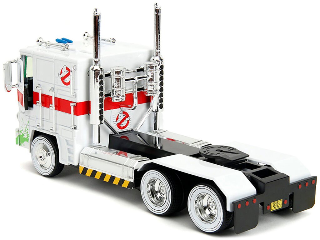 G1 Autobot Optimus Prime Truck White with Robot on Chassis from “Transformers” TV Series – “Ghostbusters” (1984) Movie Crossover “Hollywood Rides” Series 1/24 Diecast Model by Jada