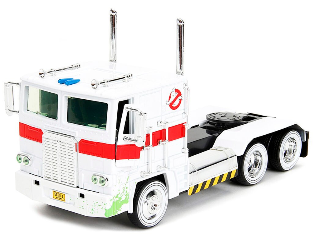 G1 Autobot Optimus Prime Truck White with Robot on Chassis from “Transformers” TV Series – “Ghostbusters” (1984) Movie Crossover “Hollywood Rides” Series 1/24 Diecast Model by Jada