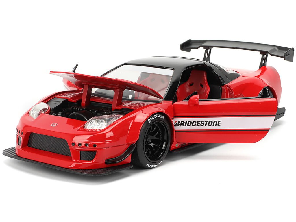 2002 Honda NSX-R RHD (Right Hand Drive) “Bridgestone” Red with Black Top and White Stripes “JDM Tuners” Series 1/24 Diecast Model Car by Jada