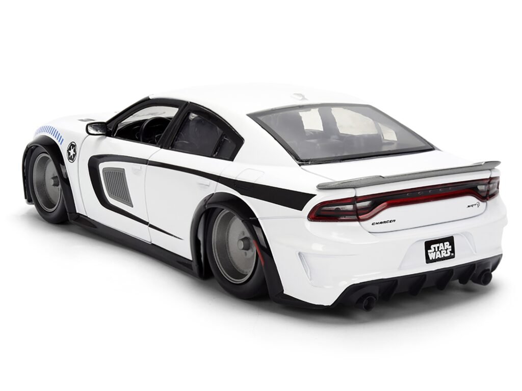 2021 Dodge Charger SRT Hellcat White with Graphics and Stormtrooper Figure “Star Wars” Franchise “Hollywood Rides” Series 1/24 Diecast Model Car by Jada