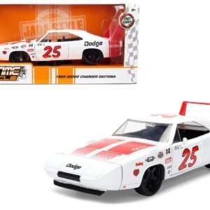 1969 Dodge Charger Daytona #25 White with Red Stripes "Bigtime Muscle" Series 1/24 Diecast Model Car by Jada