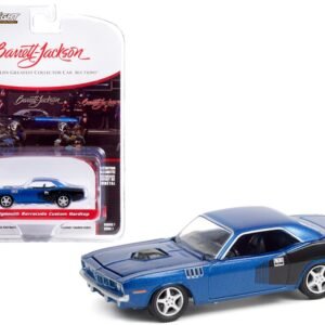 1970 Plymouth Barracuda Custom Hardtop Blue Metallic and Black with Modern HEMI Lettering (Lot #720) Barrett Jackson "Scottsdale Edition" Series 7 1/64 Diecast Model Car by Greenlight
