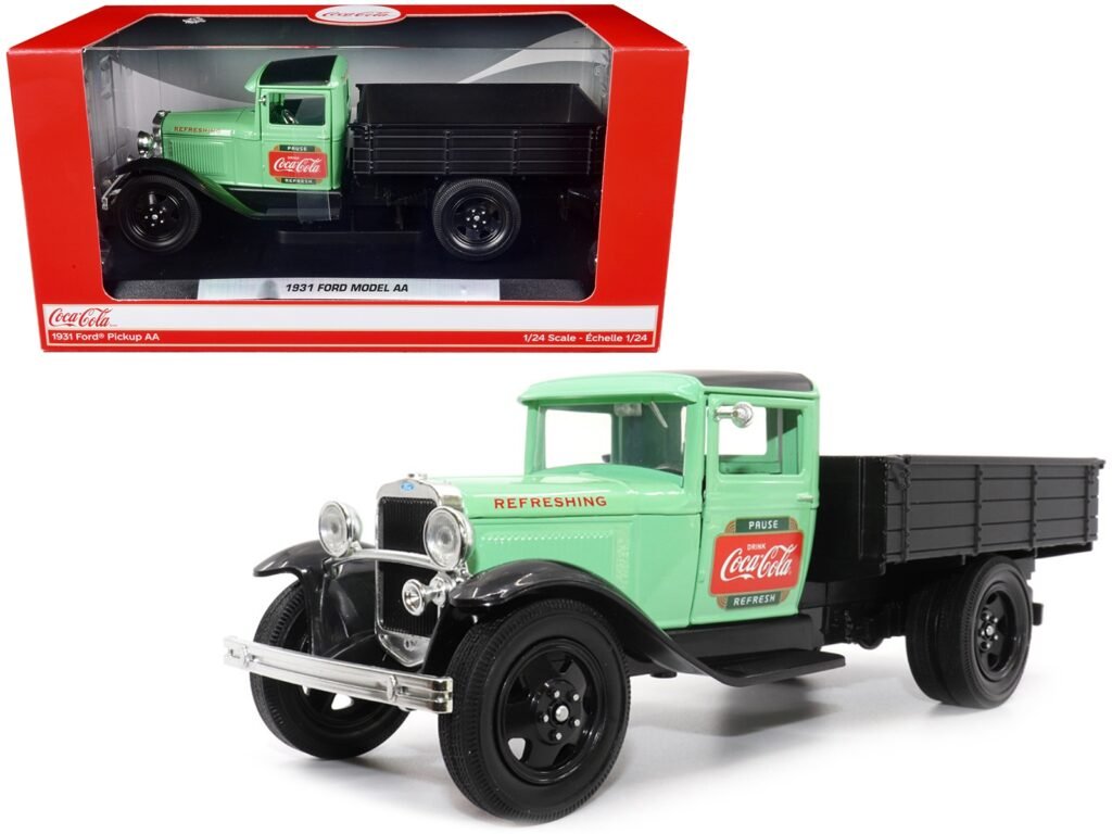 1931 Ford Model AA Pickup Truck Light Green and Black “Pause. Refresh. Drink Coca-Cola” 1/24 Diecast Model Car by Motor City Classics