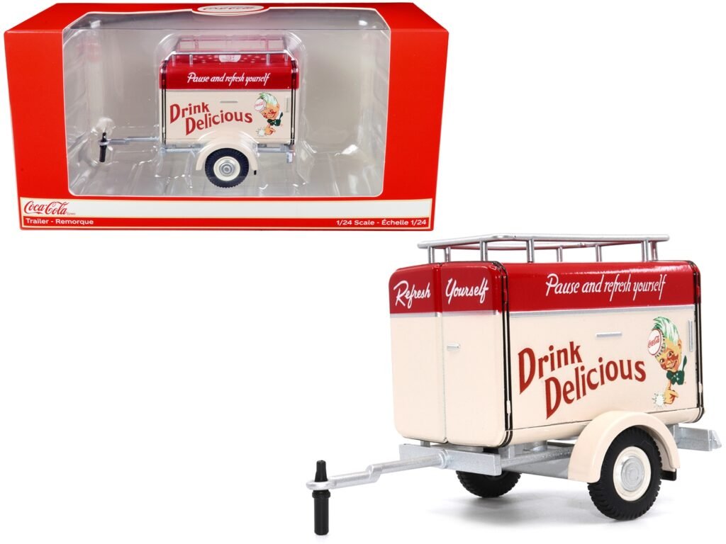 Travel Trailer Cream with Red Top “Pause and Refresh Yourself Drink Delicious Coca-Cola” 1/24 Diecast Model Car by Motor City Classics