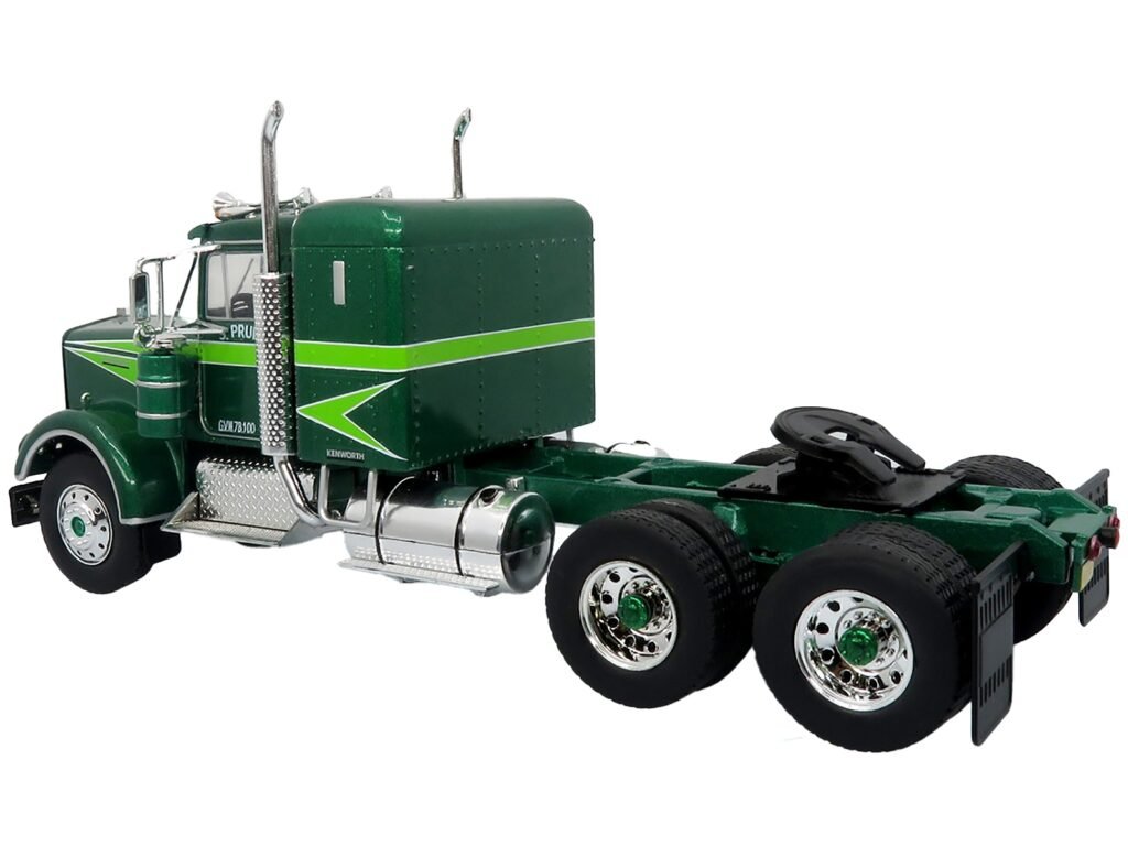 1976 Kenworth W900A Tractor with Dry Goods Trailer Green Metallic with Light Green Graphics “Vintage Heavy Haul Truck Collection” 1/43 Diecast Model by Iconic Replicas