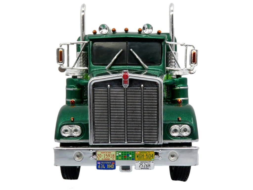 1976 Kenworth W900A Tractor with Dry Goods Trailer Green Metallic with Light Green Graphics “Vintage Heavy Haul Truck Collection” 1/43 Diecast Model by Iconic Replicas