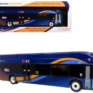 New Flyer Xcelsior Transit Bus Bank "MTA New York City" Blue with Graphics "The Bus & Motorcoach Collection" Limited Edition to 504 Pieces Worldwide 1/43 Model by Iconic Replicas