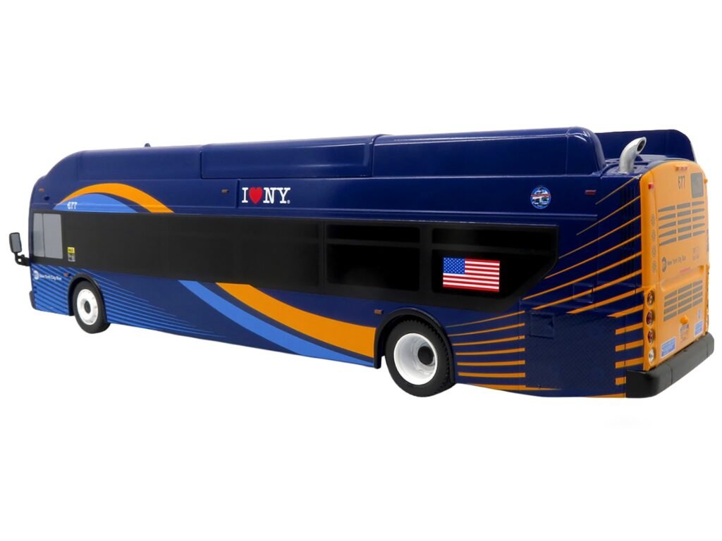 New Flyer Xcelsior Transit Bus Bank “MTA New York City” Blue with Graphics “The Bus & Motorcoach Collection” Limited Edition to 504 Pieces Worldwide 1/43 Model by Iconic Replicas