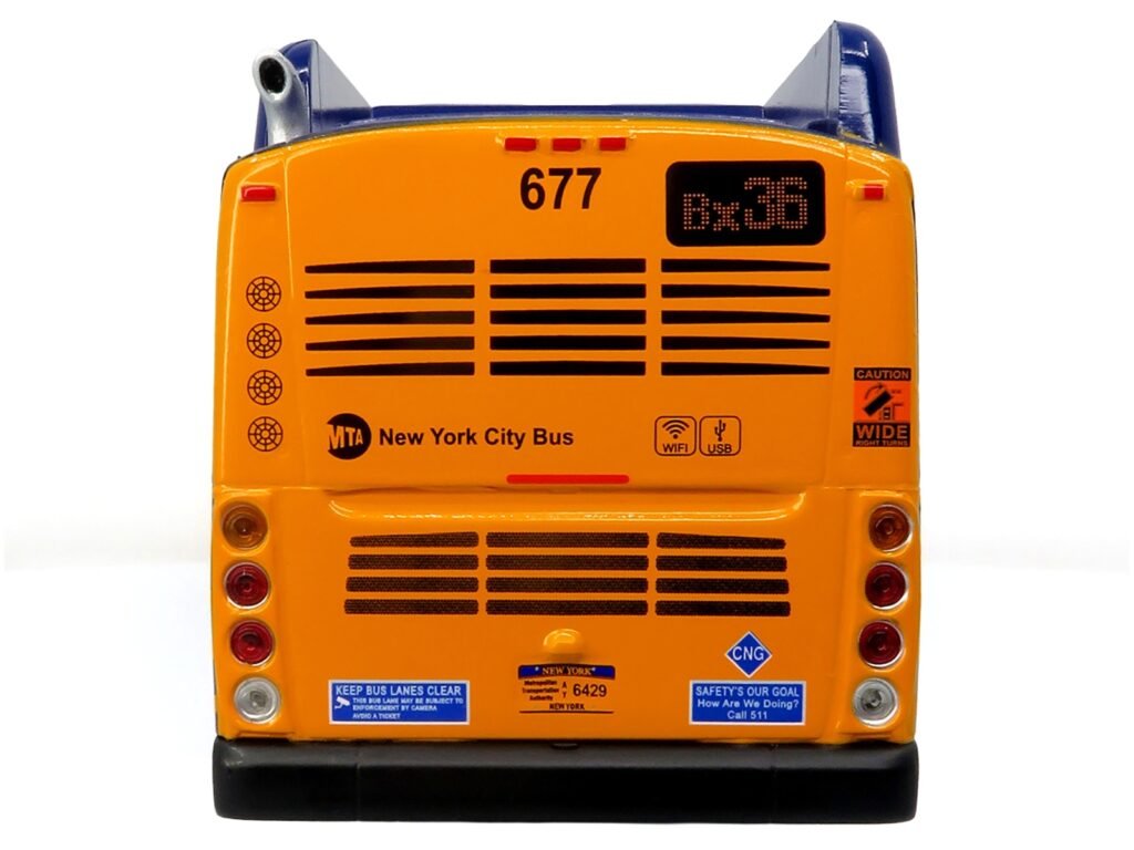 New Flyer Xcelsior Transit Bus Bank “MTA New York City” Blue with Graphics “The Bus & Motorcoach Collection” Limited Edition to 504 Pieces Worldwide 1/43 Model by Iconic Replicas