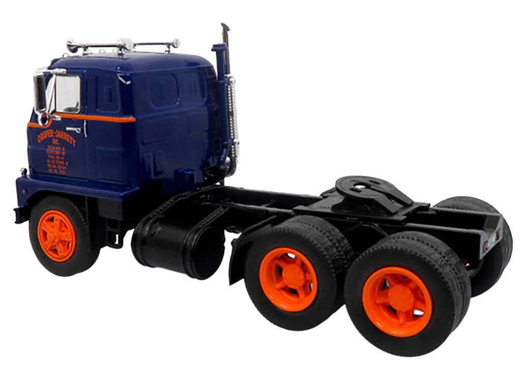 1959 International DCOF-405 Truck with Box Trailer “Cooper Jarrett Inc.” Dark Blue with Orange Stripes “North American Vintage Truck Collection” 1/43 Diecast Model by Iconic Replicas
