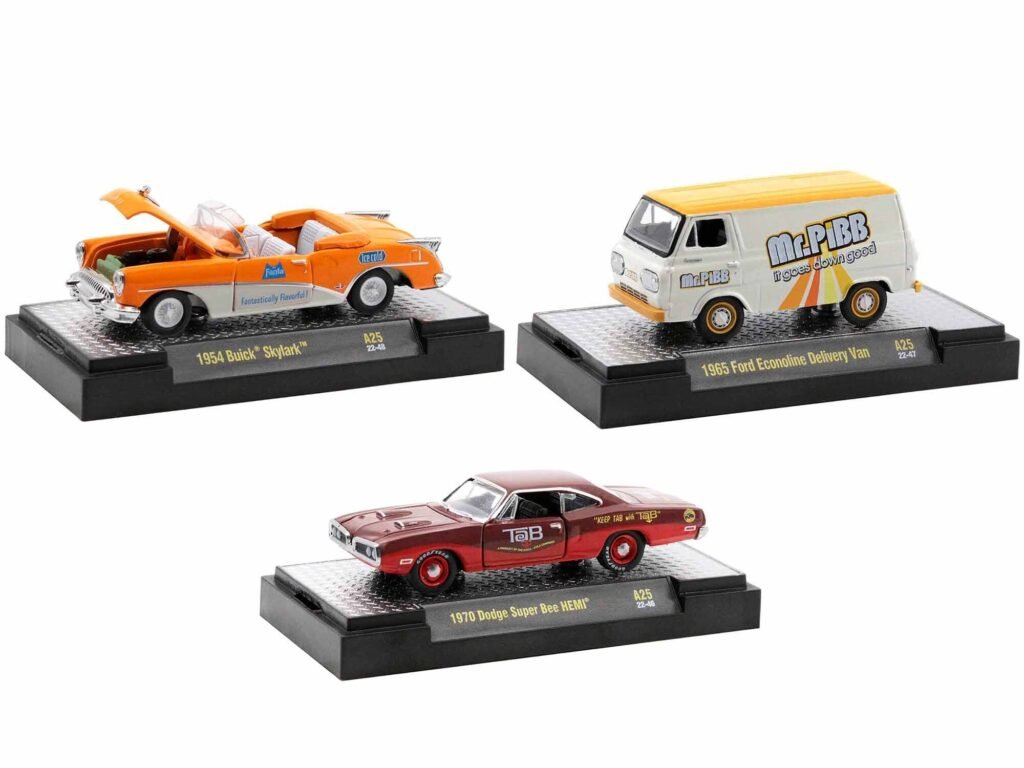 “Sodas” Set of 3 pieces Release 25 Limited Edition to 6250 pieces Worldwide 1/64 Diecast Model Cars by M2 Machines
