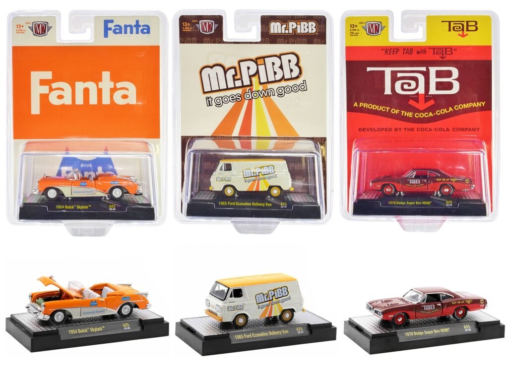 “Sodas” Set of 3 pieces Release 25 Limited Edition to 6250 pieces Worldwide 1/64 Diecast Model Cars by M2 Machines