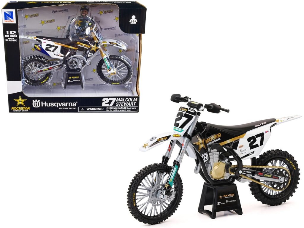 Husqvarna FC450 Motorcycle #27 Malcolm Stewart “Rockstar Energy Drink” 1/12 Diecast Model by New Ray