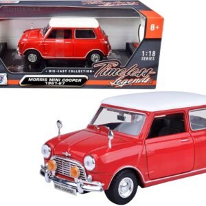1961-1967 Morris Mini Cooper Red with White Top "Timeless Legends" 1/18 Diecast Model Car by Motormax