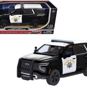 2025 Chevrolet Tahoe Police Pursuit Vehicle "California Highway Patrol" Black and White "Law Enforcement and Public Service" Series 1/24 Diecast Model Car by Motormax