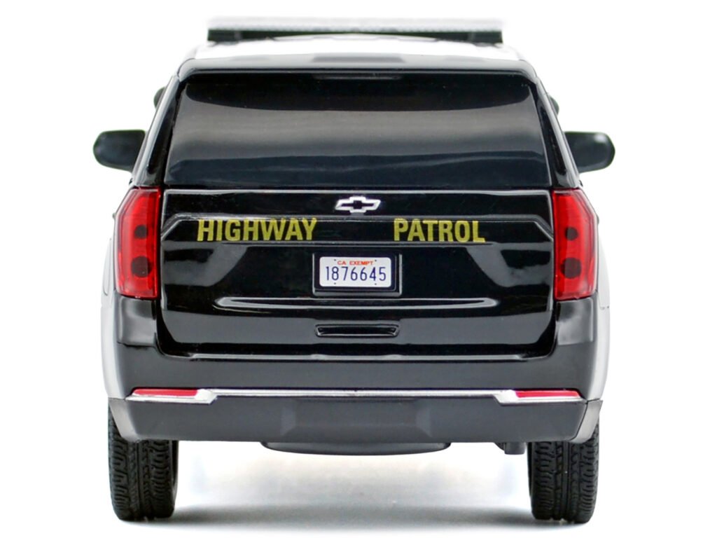 2025 Chevrolet Tahoe Police Pursuit Vehicle “California Highway Patrol” Black and White “Law Enforcement and Public Service” Series 1/24 Diecast Model Car by Motormax