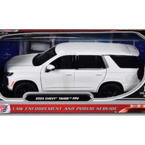 2025 Chevrolet Tahoe PPV White "Custom Builder's Kit - Law Enforcement and Public Service" Series 1/24 Diecast Model Car by Motormax