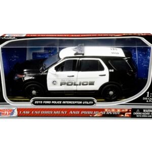 2015 Ford Police Interceptor Utility "San Gabriel Police" (California) Black and White 1/24 Diecast Model Car by Motormax