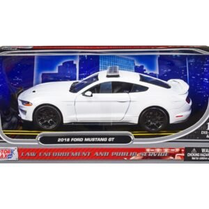 2018 Ford Mustang GT Police Car Unmarked Plain White "Law Enforcement and Public Service" Series 1/24 Diecast Model Car by Motormax