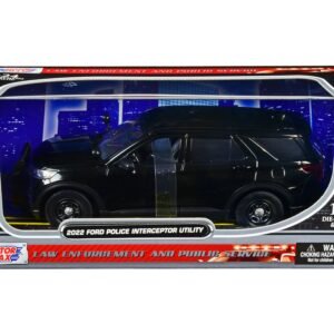 2022 Ford Police Interceptor Utility Unmarked Slick-Top Black 1/24 Diecast Model Car by Motormax