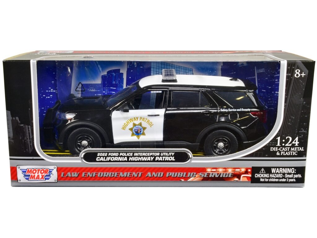 2022 Ford Police Interceptor Utility “California Highway Patrol” Black and White 1/24 Diecast Model Car by Motormax