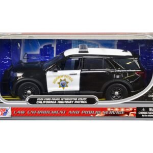 2022 Ford Police Interceptor Utility "California Highway Patrol" Black and White 1/24 Diecast Model Car by Motormax