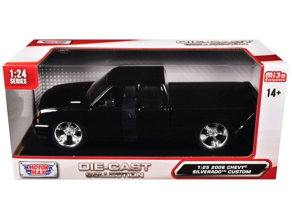 2006 Chevrolet Silverado Custom Pickup Truck Black “Die-Cast Collection” Series 1/25 Diecast Model Car by Motormax