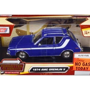 1974 AMC Gremlin X Blue with White Stripes and Roof Rack "Forgotten Classics" Series 1/24 Diecast Model Car by Motormax