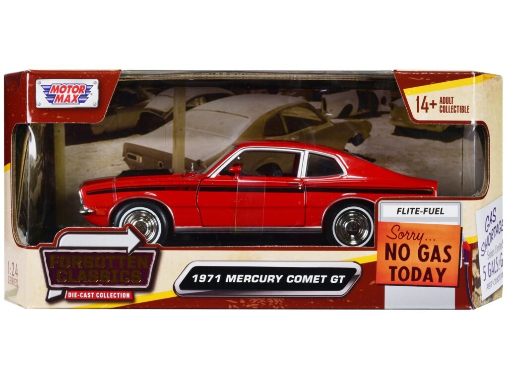 1971 Mercury Comet GT Red with Black Stripes “Forgotten Classics” Series 1/24 Diecast Model Car by Motormax