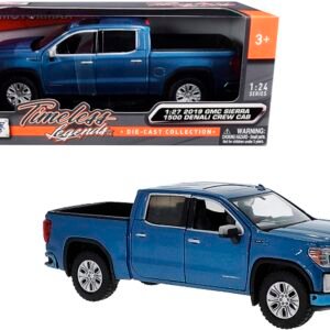 2019 GMC Sierra 1500 Denali Crew Cab Pickup Truck Blue Metallic 1/24-1/27 Diecast Model Car by Motormax