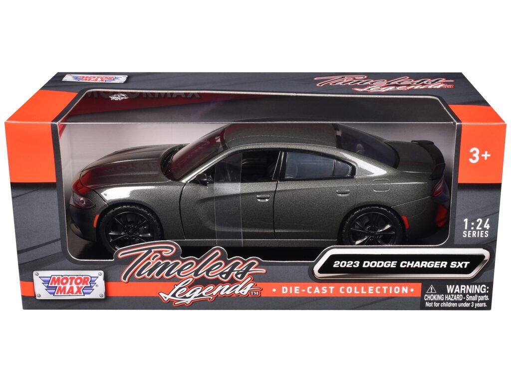 2023 Dodge Charger SXT Gray Metallic “Timeless Legends” Series 1/24 Diecast Model Car by Motormax