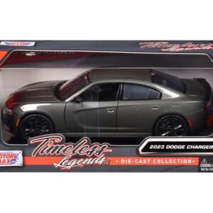 2023 Dodge Charger SXT Gray Metallic "Timeless Legends" Series 1/24 Diecast Model Car by Motormax