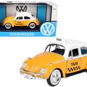 1966 Volkswagen Beetle "Taxi" Yellow with White Top 1/24 Diecast Model Car by Motormax