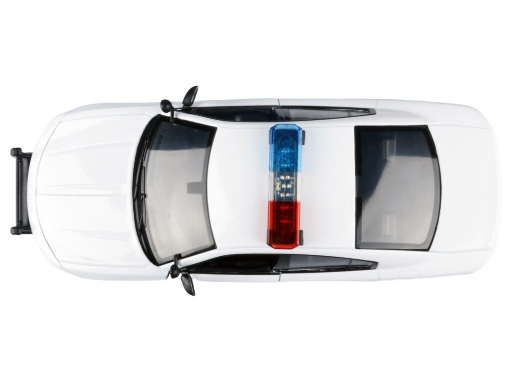 2023 Dodge Charger Pursuit Police Car Unmarked White with Flashing Light Bar Front and Rear Lights and 2 Sounds “Builder’s Kit” 1/24 Diecast Model Car by Motormax