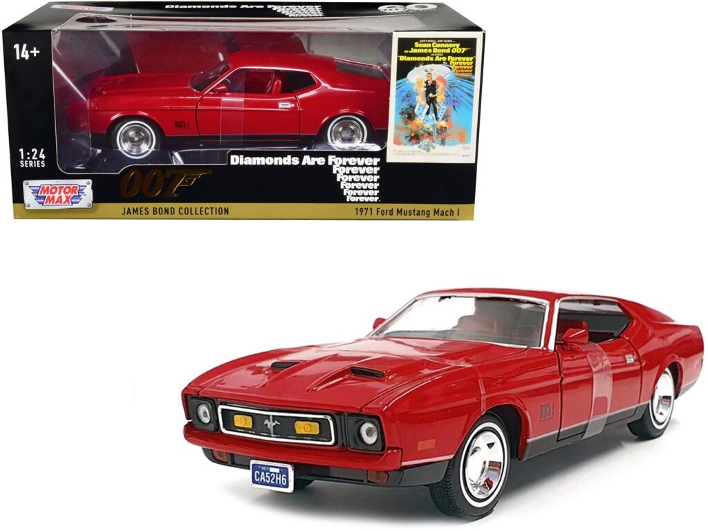 1971 Ford Mustang Mach 1 Red James Bond 007 “Diamonds are Forever” (1971) Movie “James Bond Collection” Series 1/24 Diecast Model Car by Motormax