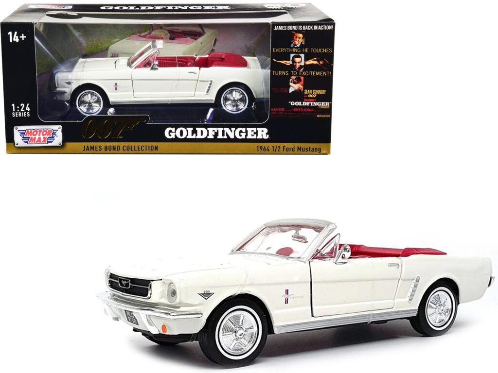 1964 1/2 Ford Mustang Convertible White with Red Interior James Bond 007 “Goldfinger” (1964) Movie “James Bond Collection” Series 1/24 Diecast Model Car by Motormax