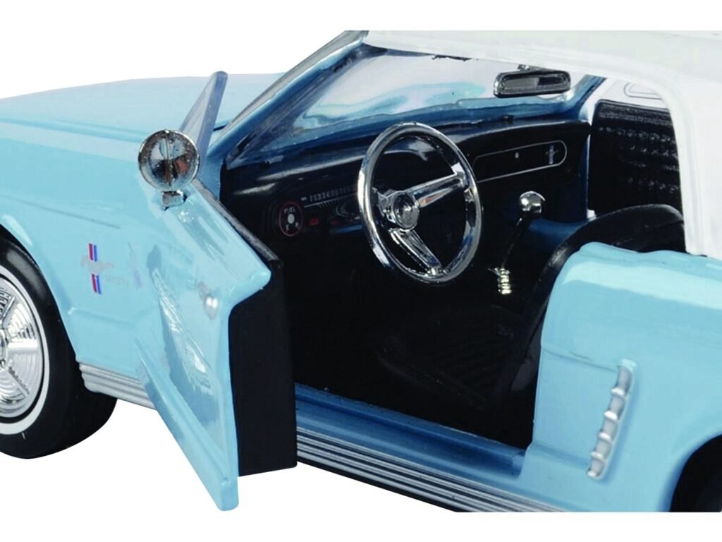1964 1/2 Ford Mustang Light Blue with White Top James Bond 007 “Thunderball” (1965) Movie “James Bond Collection” Series 1/24 Diecast Model Car by Motormax